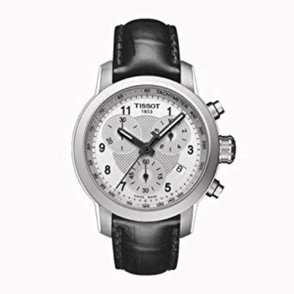 TISSOT PRC 200 CHRONOGRAPH WOMEN'S LEATHER WATCH - Picture 1 of 3